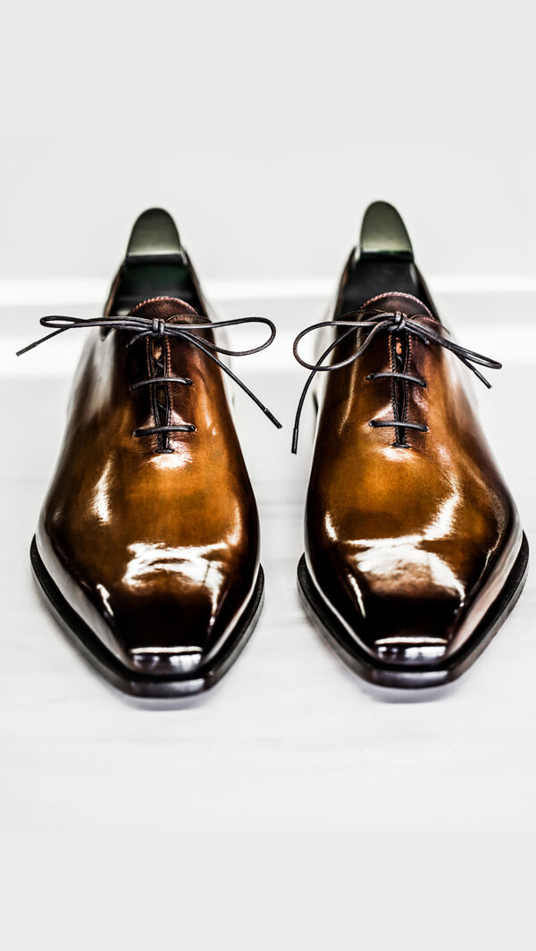 Cognac One Cut patina Shoes | Patina Oxford Shoes | In Corio