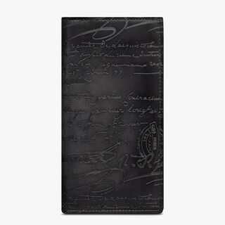 Santal Scritto Leather Long Wallet, NERO GRIGIO, hi-res