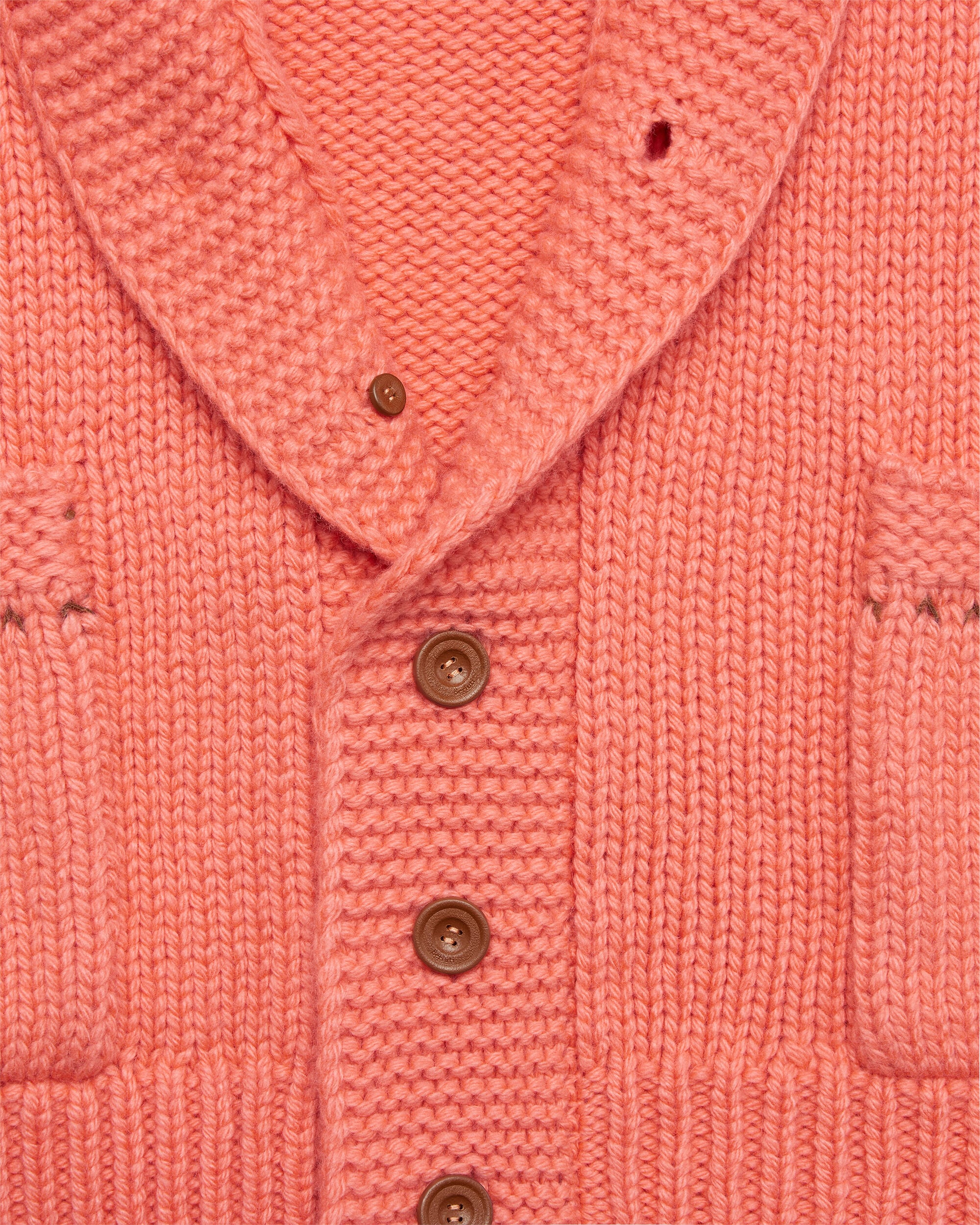 Cardigan with Leather Braiding Details, Coral, Image 3