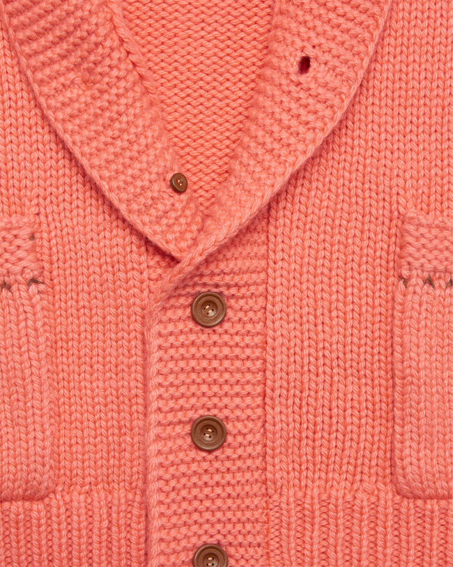 Leather Braiding Cardigan, Coral, hi-res