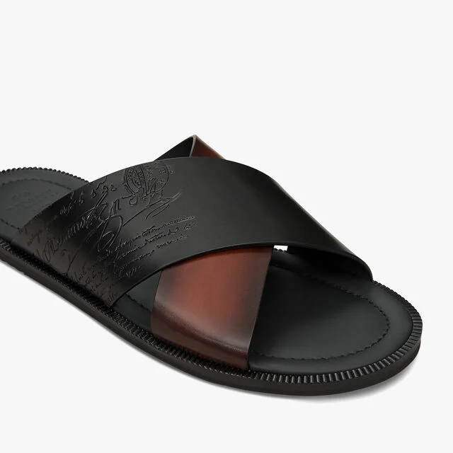 Sifnos Scritto Leather Sandal, CACAO INTENSO, hi-res 6