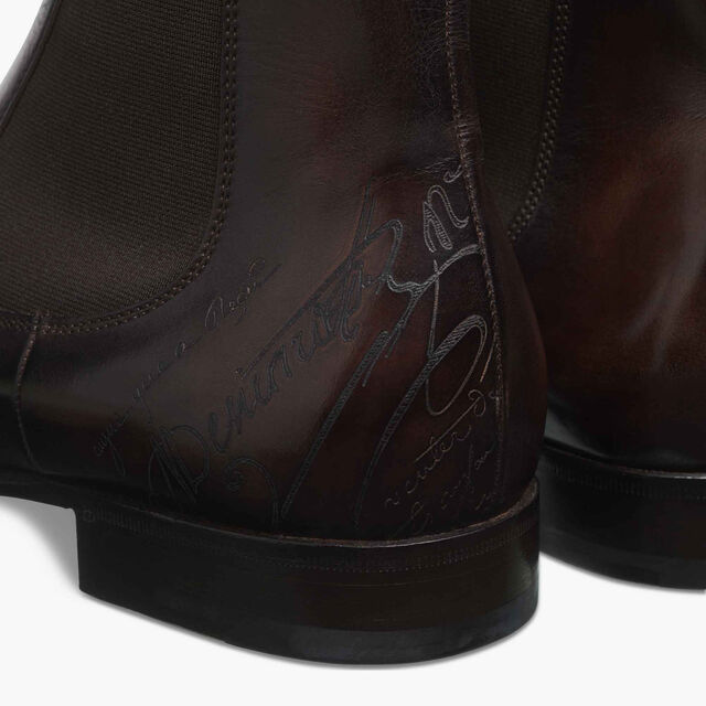 Cursive Galet Scritto Leather Boot, EBANO, hi-res 5