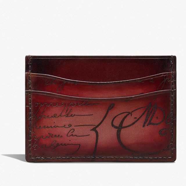 Bambou Scritto Leather Card Holder, LIGHT SAINT EMILION, hi-res 1