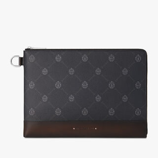 Nino GM Canvas and Leather Clutch, BLACK + TDM INTENSO, hi-res