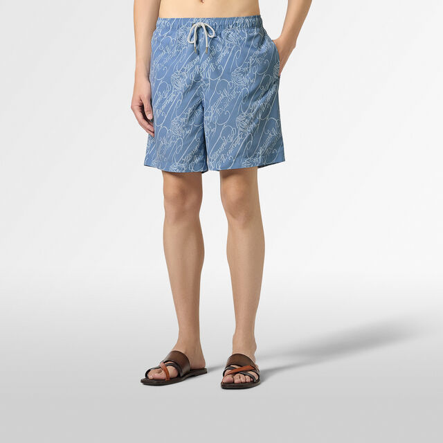 Marbeuf Scritto Swimshorts, CORNFLOWER BLUE SCRITTO, hi-res 2