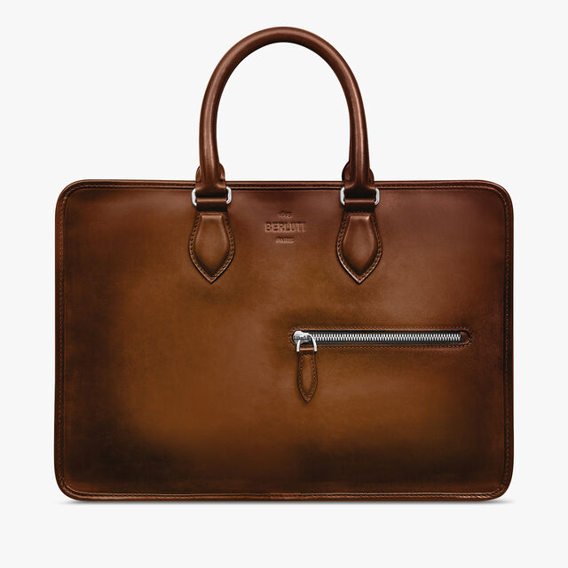 Un Jour Small Leather Briefcase, CACAO INTENSO, hi-res 1