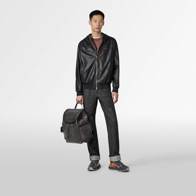 Horizon Scritto Leather Backpack, NERO GRIGIO, hi-res 7
