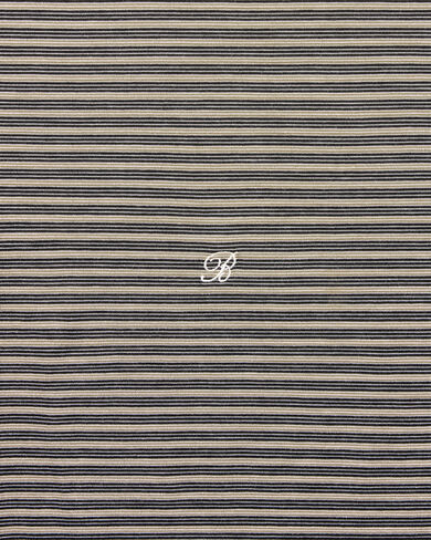 Mock-Neck T-Shirt with Stripes, Stripes Black & Taupe, hi-res