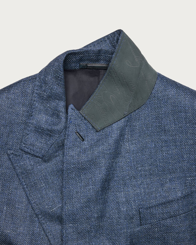 Veste Marcello avec D&eacute;tails en Cuir, Soladite Blue, hi-res