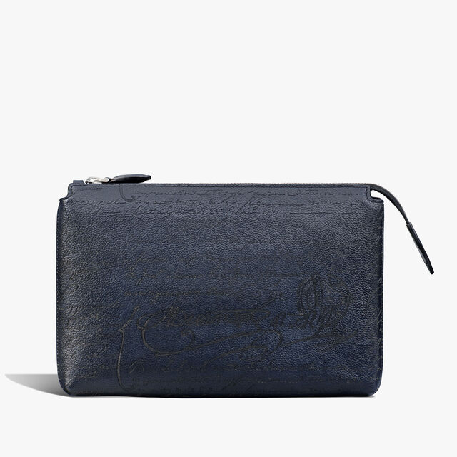 Pochette Tersio En Cuir Scritto, INDIGO DENIM, hi-res 3