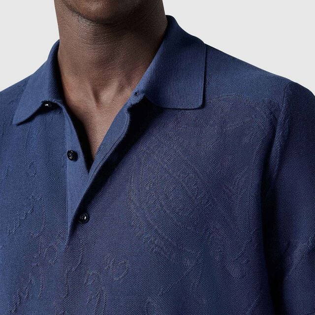 코튼 실크 스크리토 피케 폴로, RAW INDIGO, hi-res 5