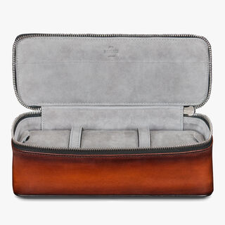 Scritto Leather 3 Watch Case, CACAO INTENSO, hi-res