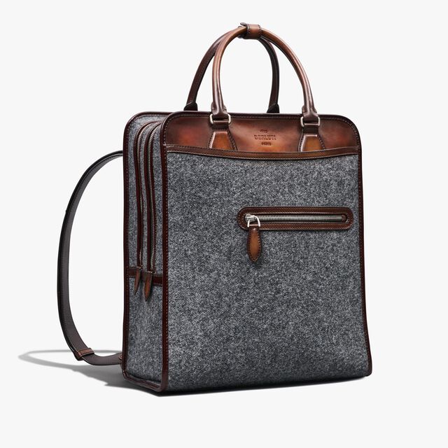 Sac A Dos Premier Jour En Laine Et Cuir, GRIGIO, hi-res 2