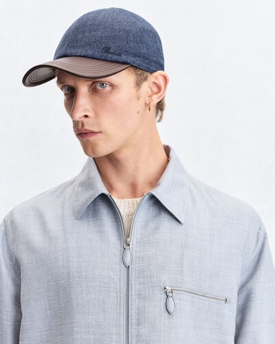 Baseball Cap with Leather Visor, Soladite Blue, hi-res