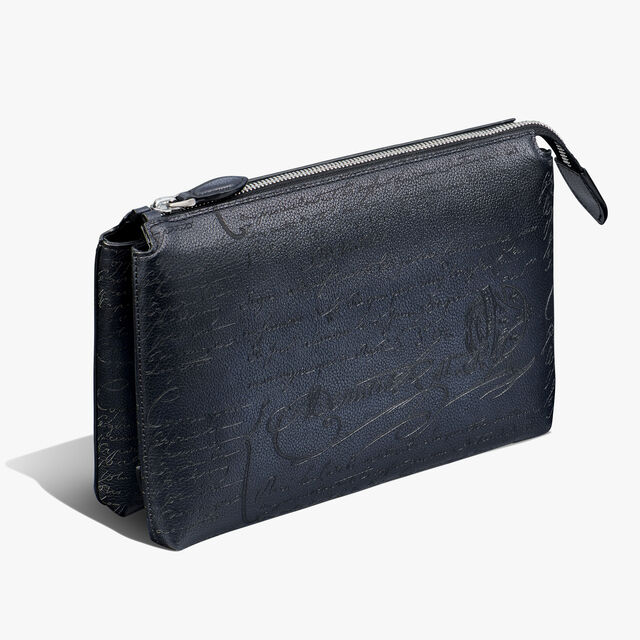 Pochette Tersio En Cuir Scritto, INDIGO DENIM, hi-res 7