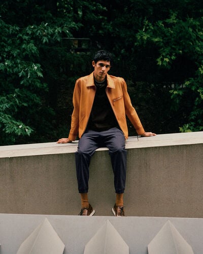 Leather Aquarelle Patina Un Jour Blouson, Aquarelle Mustard, hi-res