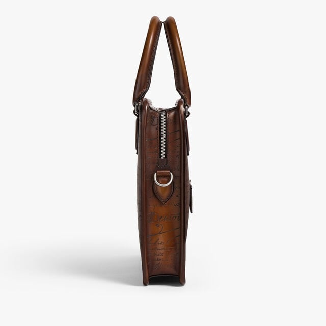 Un Jour Mini Scritto Leather Briefcase, CACAO INTENSO, hi-res 5