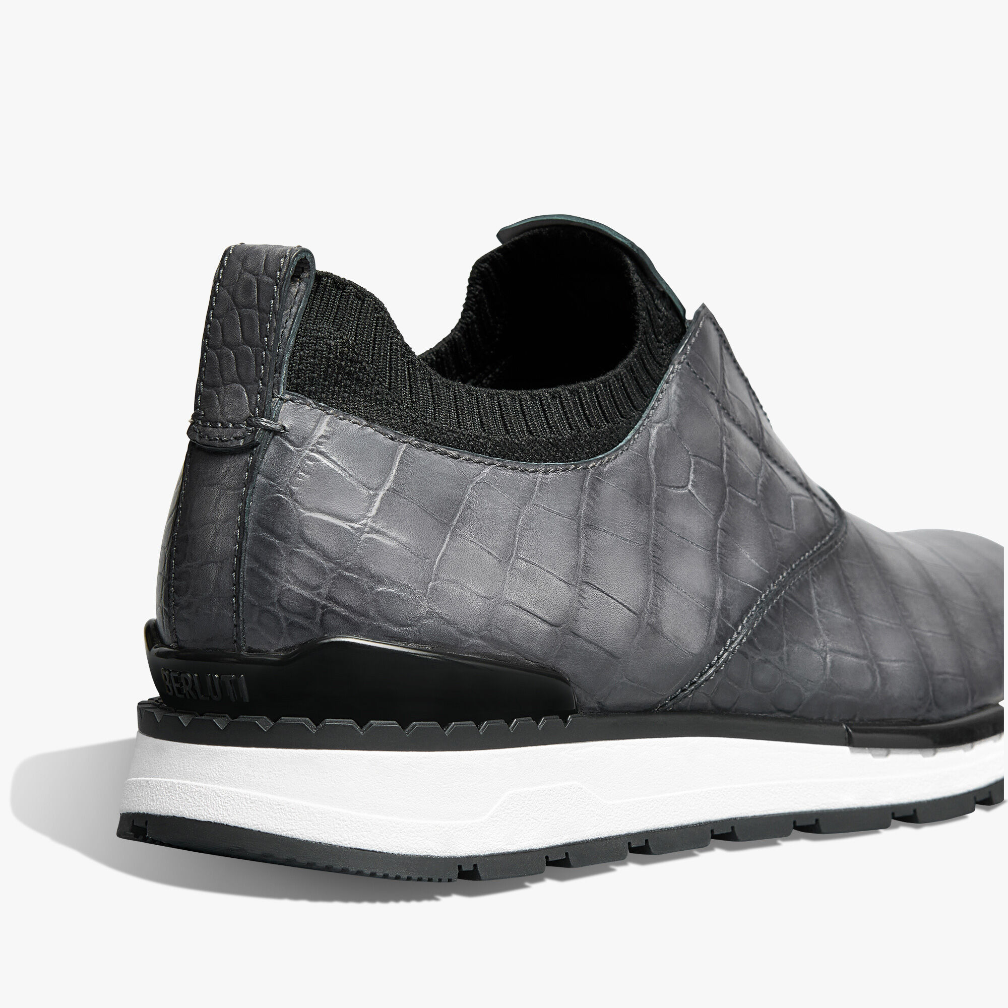 berluti*Fast Track Scritto Leather Slip-On スニーカー Fast Track Alligator Leather And Knit Slip-On Sneaker