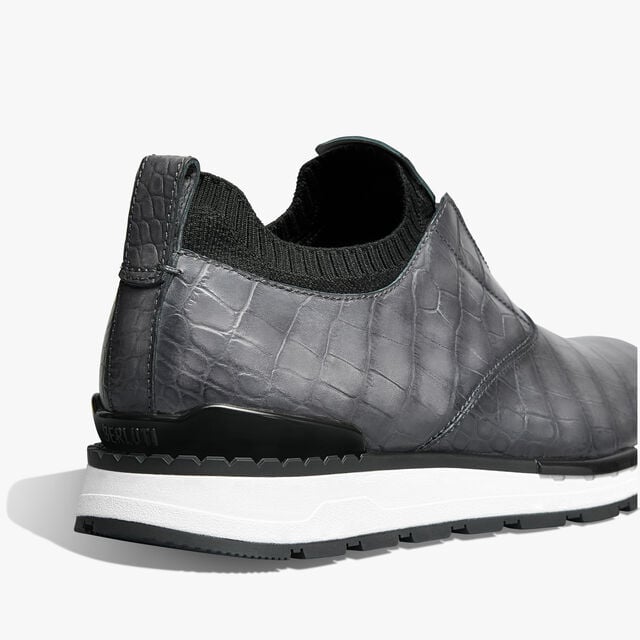Slip-on sneaker Fast Track En Cuir D'Alligator Et Maille, ALUMINIO, hi-res 5