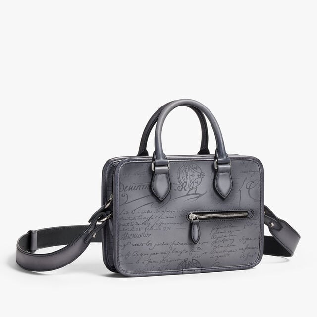 Un Jour Gulliver Scritto Leather Messenger, LIGHT ALUMINIO, hi-res 5