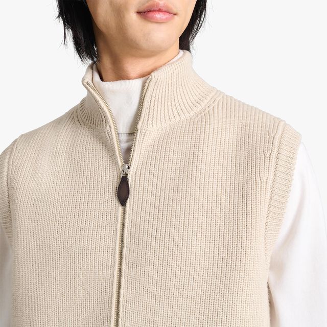 Cotes Perlees Wool Bodywarmer, ECRU, hi-res 5