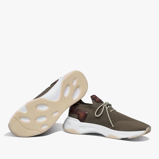 Shadow Knit And Leather Sneaker, KAKI, hi-res 4