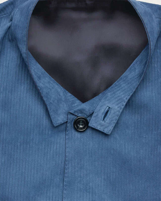 Corduroy Leather Foresti&egrave;re Jacket, Dim Blue, hi-res