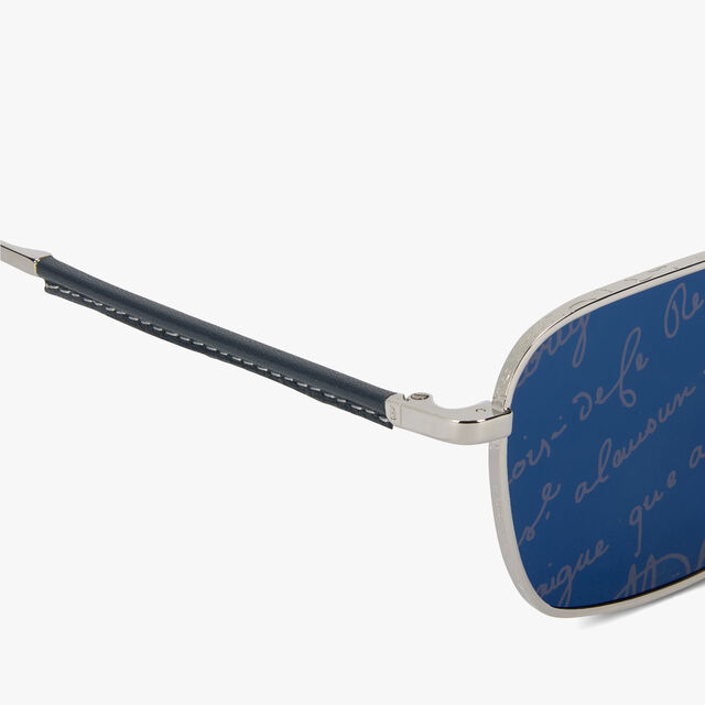 Mercury Metal and Leather Sunglasses, SILVER+AZURE BLUE, hi-res 3