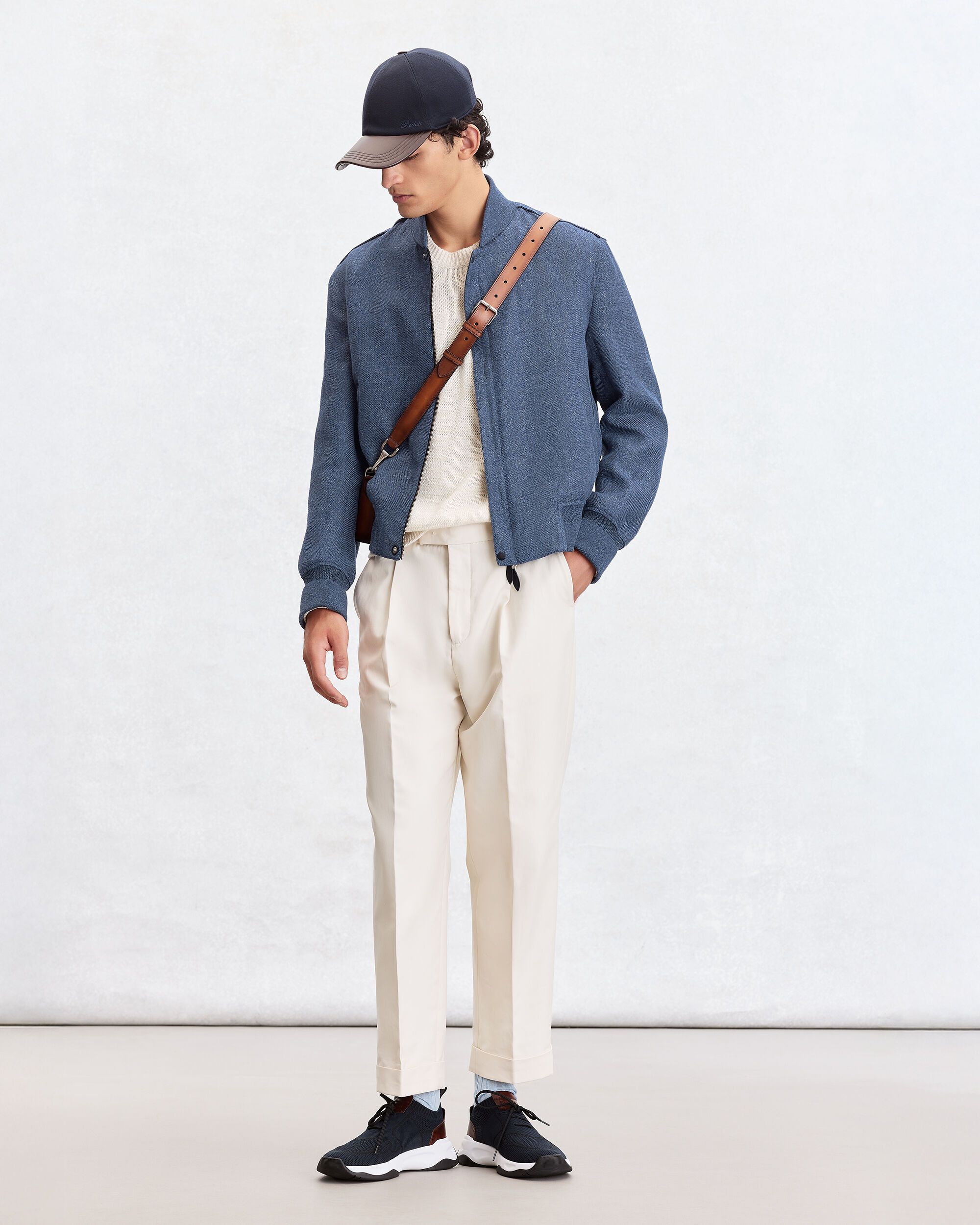 Light Bomber with Leather Details, Soladite Blue, hi-res