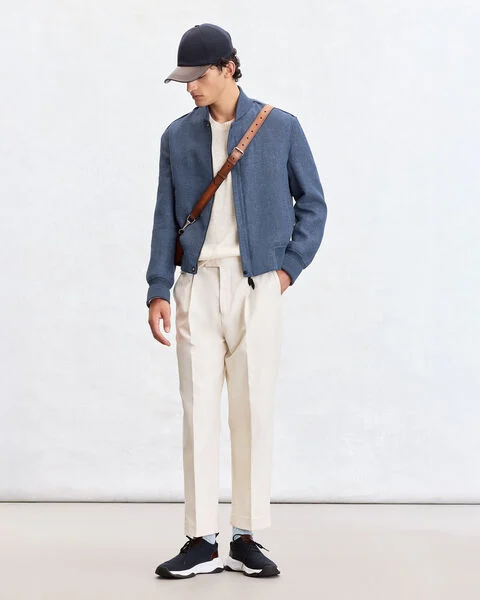 Light Bomber with Leather Details, Soladite Blue, hi-res