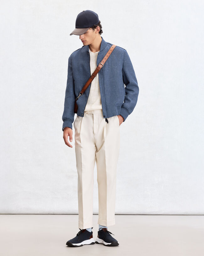 Light Bomber with Leather Details, Soladite Blue, hi-res