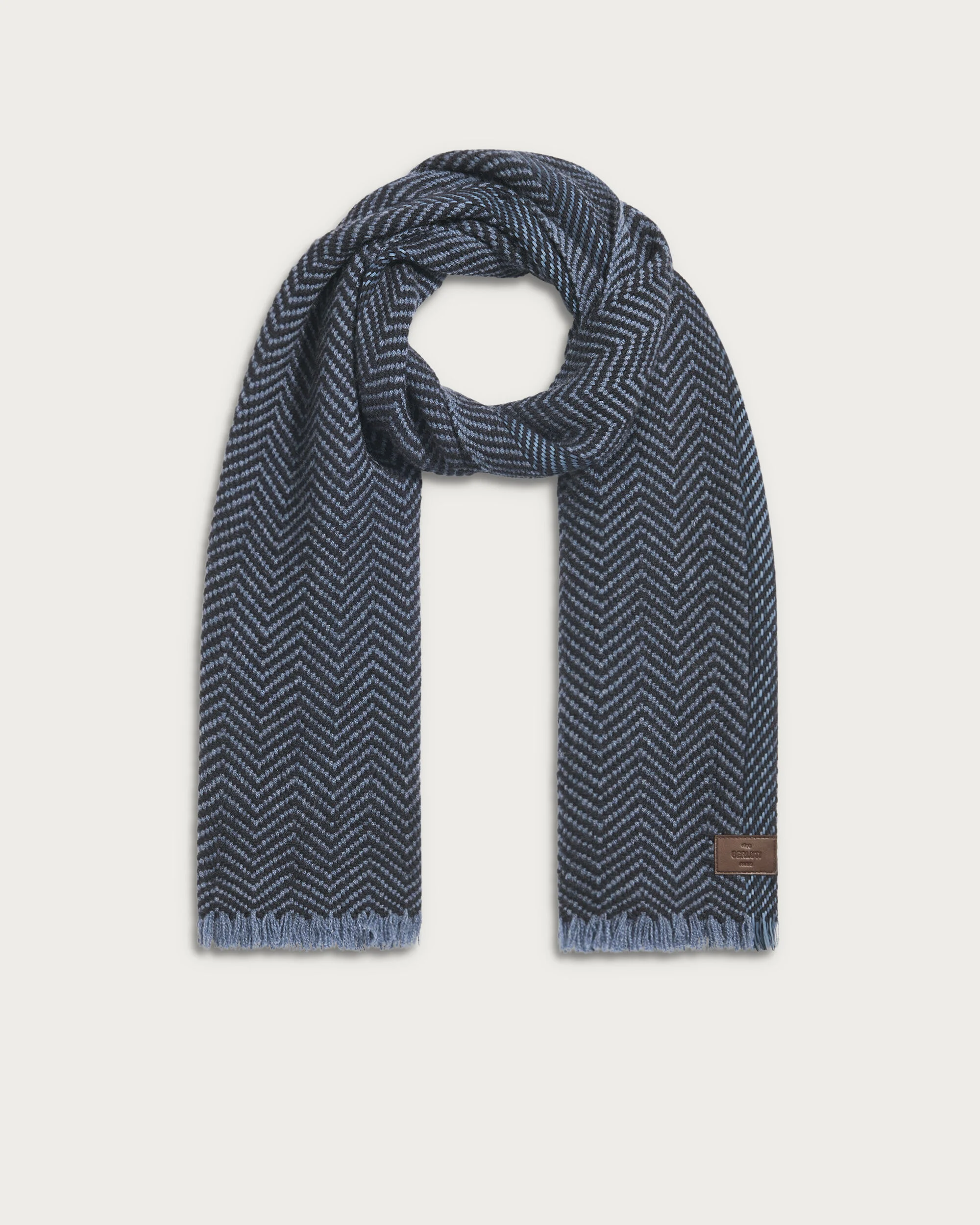 Scarf with Braided Leather, Blue Charcoal, hi-res