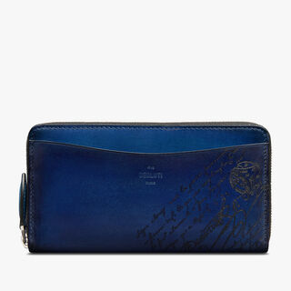 Itauba Scritto Swipe Leather Long Zipped Wallet, SAPPHIRE BLUE, hi-res