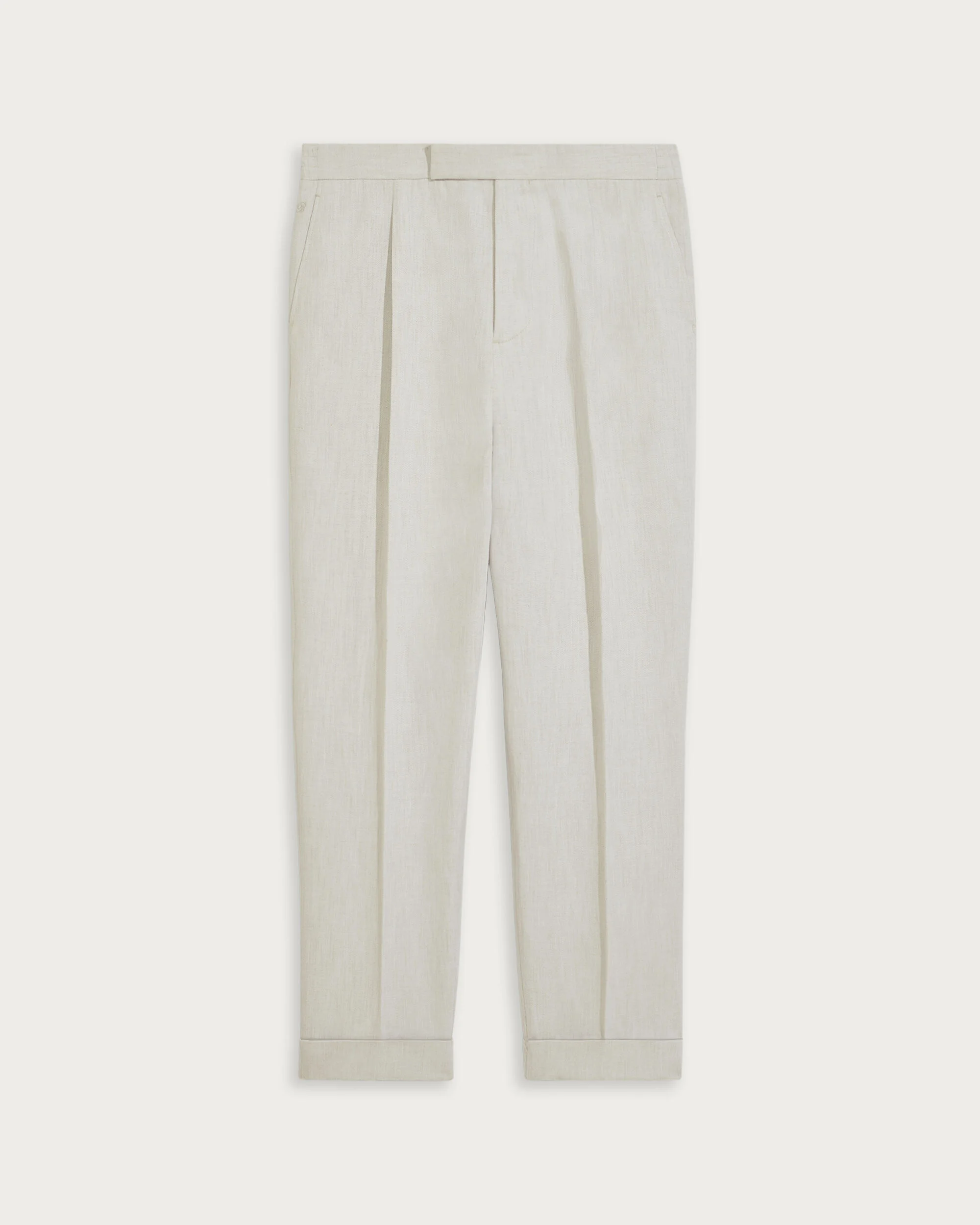 Relaxed Trousers with Leather Detail, White Canvas, hi-res
