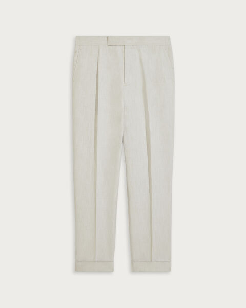 Relaxed Trousers with Leather Detail, White Canvas, hi-res