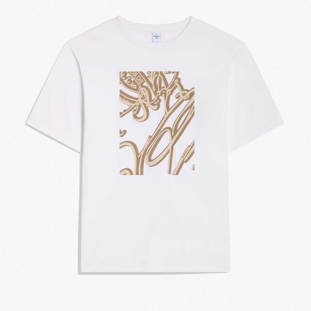 Frame Suede Effect Scritto T-Shirt, OPTICAL WHITE/SAND, hi-res 1