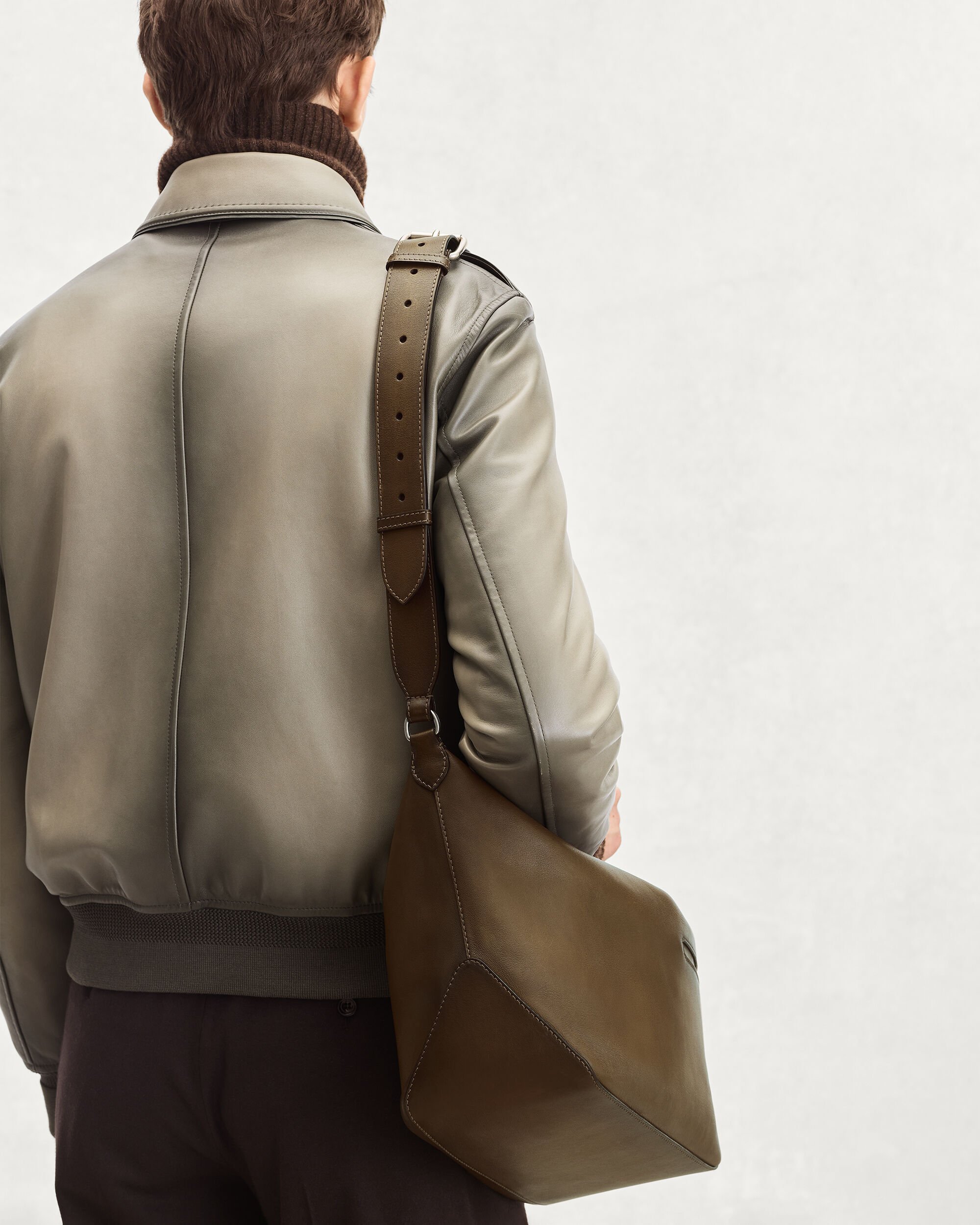 Toujours Soft Zipped Hobo Messenger, Dark Kaki, hi-res