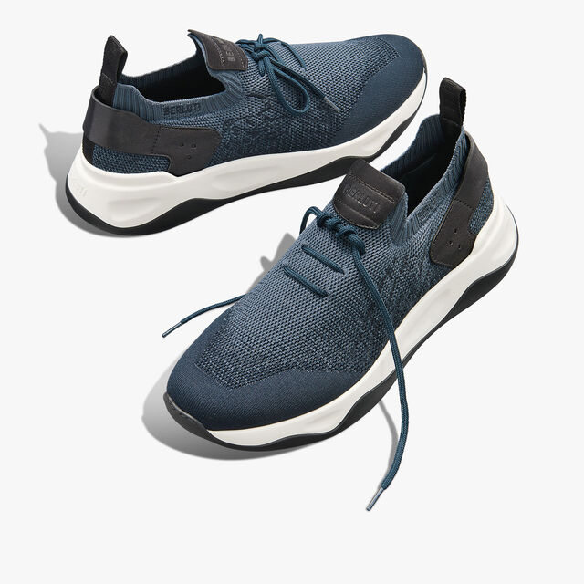 Shadow Scritto Knit And Lagoon Calf Sneaker, GRADIANT BLUE, hi-res 7