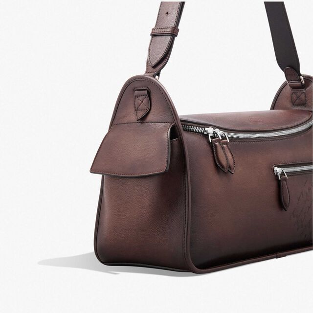 Barrel Bag Scritto图纹皮革邮差包, SOFT BROWN, hi-res 8