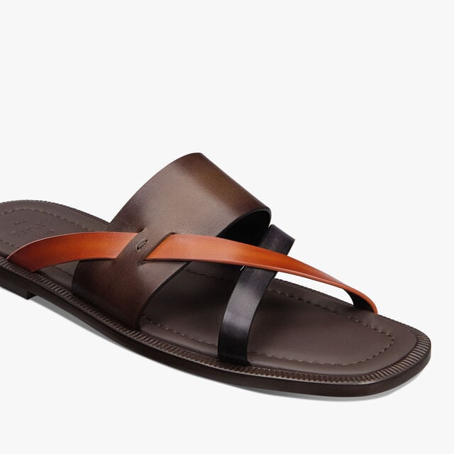 Icaria Venezia Calf Leather Sandal, MARRONE INTENSO + ARANCIO VERM, hi-res 7