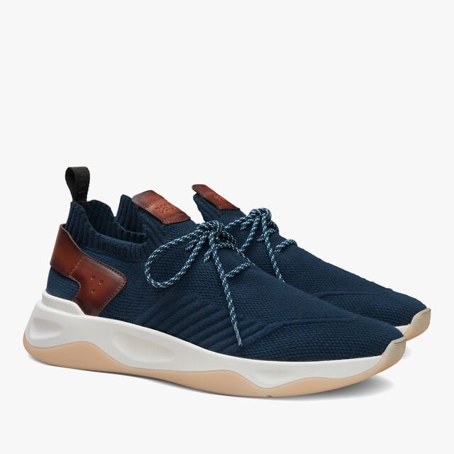 Shadow Cashmere And Leather Sneaker, NAVY, hi-res 2