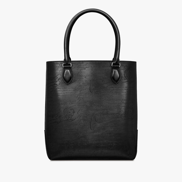 Toujours Vertical Scritto Leather Tote Bag, NERO GRIGIO, hi-res 4