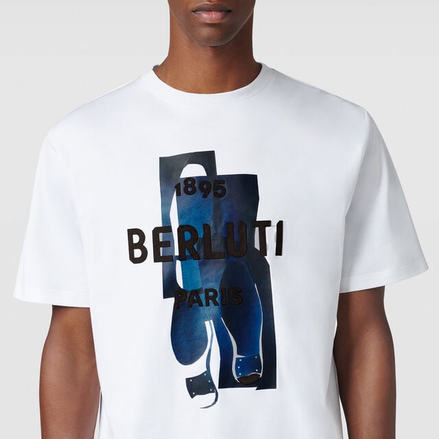 T-shirt Berluti Artwork, OPTIC WHITE/ MARINE, hi-res 3