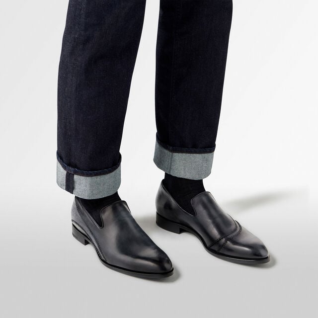 Rapiécé-Reprisé Scritto Leather Slipper, LUNA PIENA, hi-res 6