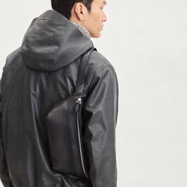 Rider Scritto Leather Belt Bag, NERO GRIGIO, hi-res 2