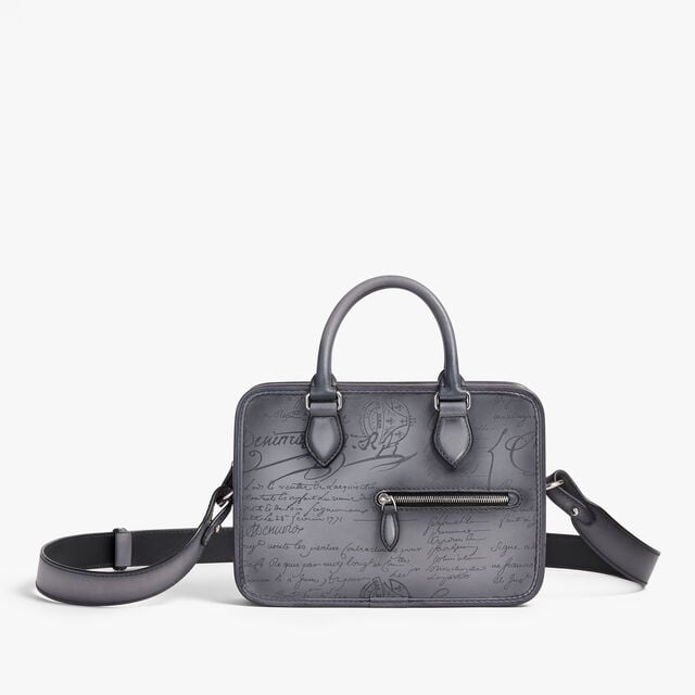 Un Jour Gulliver Scritto Leather Messenger, LIGHT ALUMINIO, hi-res 1