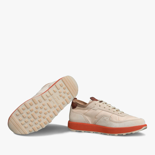 Light Track Suede Leather and Nylon Sneaker, BEIGE, hi-res 5