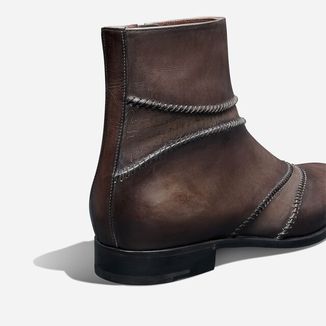 Rapiécé-Reprisé Scritto Leather Boot, VIGOGNA, hi-res 5
