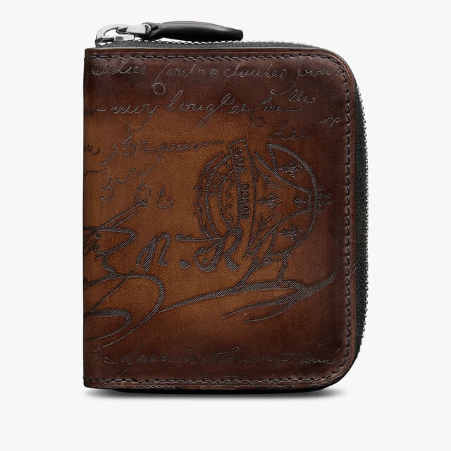 Wapa Scritto Leather Coin Purse, CACAO INTENSO, hi-res 1