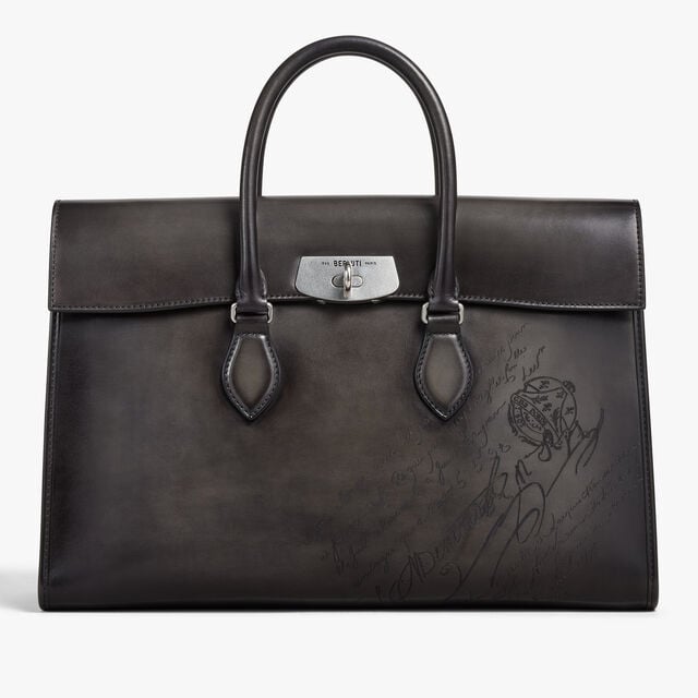 Cartable E’Mio En Cuir, NERO GRIGIO, hi-res 1